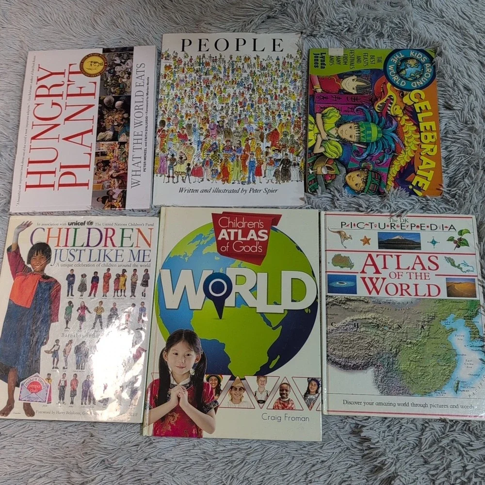 Lot Of 6 Books Geography & Cultures Childrens Atlas‎ World Homeschool Teaching